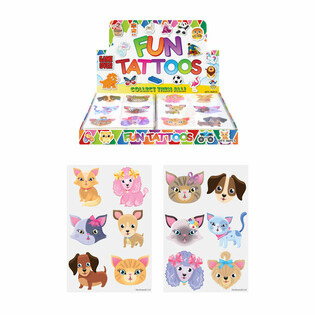 Fun Tattoos: Katės ir &scaron;unys (96 vienetų stendas)