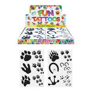 Laikinos tatuiruotės - Modelis: Gyvūnų Pėdų Antspaudai dėžutėje (96 vnt.)
