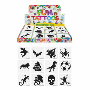 LINKSMOS TATUIRUOTĖS - MODELIS: BERNIUKAMS, pakuotėje 12 vnt. tatuiruočių EKSPOZICIJOJE (48 vnt.)