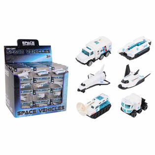 DIE CAST - SPACE ADVENTURE - Kosminės transporto priemonės, mastelis 1:64 - stende (48 vnt.)