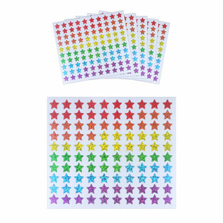 FUN STICKERS - SPALVOTŲ ŽVAIGŽDUČIŲ LIPDUKAI - 100 LIPDUKŲ LAPELYJE (5 vnt.)