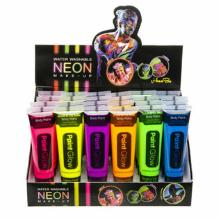 NEON Glow in the Dark Veido Dažai - UV Aktyvūs (Display 24 vnt)