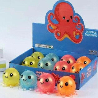 Spaudžiamas a&scaron;tuonkojis Squeeze Octopus ekspozicija (12 vnt.)