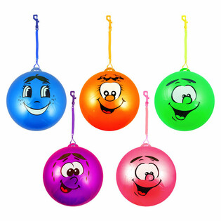Tamprus Bungee kamuolys su Smiley veiduku ir virvute &Oslash; 23 cm (24 vnt.)