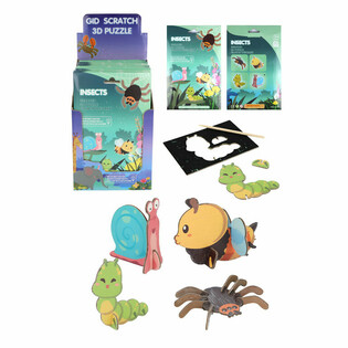 SCRATCH 3D nutrinamų puzlių stendas - Vabzdžiai (18 vnt.)