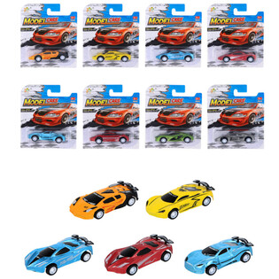 PATRAUKIAMI SPORTINIAI AUTOMOBILIUKAI (PULL BACK) ANT KORTELĖS - ĮVAIRIOS SPALVOS (12 vnt.)