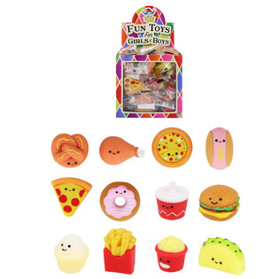 SQUISHY GREITO MAISTO FIGŪRĖLĖS STAIGMENŲ DĖŽUTEI - EKRANE (60 vnt.)