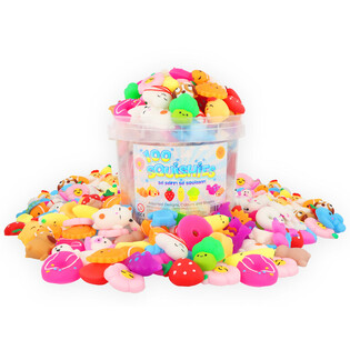 Skirtingų &bdquo;Squishy&ldquo; žaisliukų mi&scaron;inys kibirėlyje (100 vnt.)