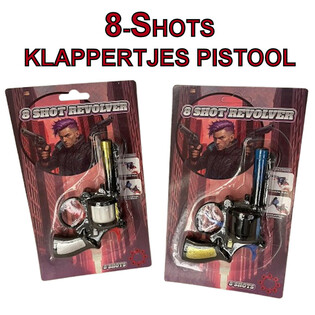 PISTOLETAS SU KAPSULĖMIS 8 ŠŪVIŲ ANT KORTELĖS (24 vnt.)
