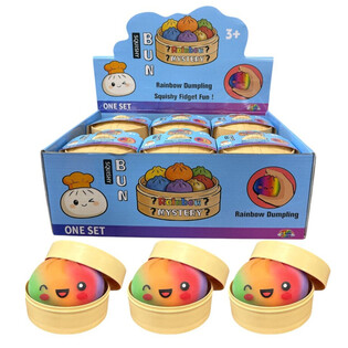 RAGE - RAINBOW Squishy Bun Dumplings DIDELI (8.5 x 8.5 x 4.8 Cm) - Žaislas 2026 (12 vnt.)