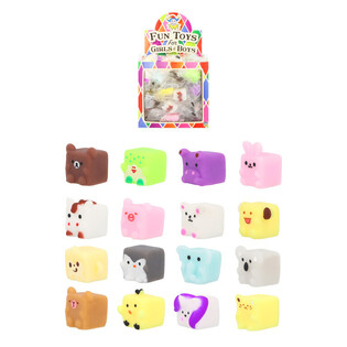 Mink&scaron;ti žaisliukai &bdquo;Squishy Cube Animals&ldquo; loterijai dėžutėje (96 vnt.)
