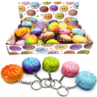 Madingi &bdquo;Squishy Dumplings&ldquo; raktų pakabukai - Įvairios spalvos - Ekspozicijoje (24 vnt.)