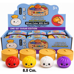 RAGE - Squishy SUGAR EDITION Bun Dumplings DIDELI (8.5 x 8.5 x 4.8 cm) - Viral 2026 Fidget žaislas (12 vnt.)