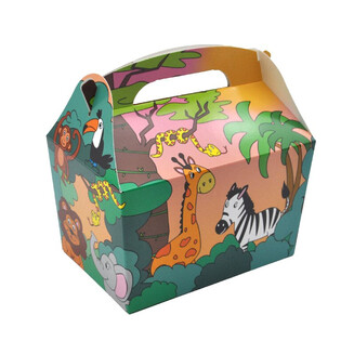 MENIU DĖŽUTĖ MODELIS: DŽUNGLIŲ GYVŪNAI - 18.5x12x19 CM - FOODBOX - KIDSBOX (24 vnt.)