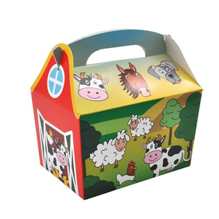 MENIU DĖŽUTĖ MODELIS: ŪKIO GYVŪNAI - Matm. 18.5x12x19 CM - FOODBOX - KIDSBOX (24 vnt.)