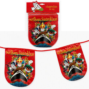 SINTERKLAAS - VĖLIAVĖLIŲ GIRLIANDA „WELKOM SINTERKLAAS” - ILGIS: 10 Metrų (6 vnt.)