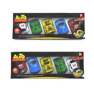 5 Miniatūriniai Pull-Back Automobiliukai Dėžutėje (3 vnt.)